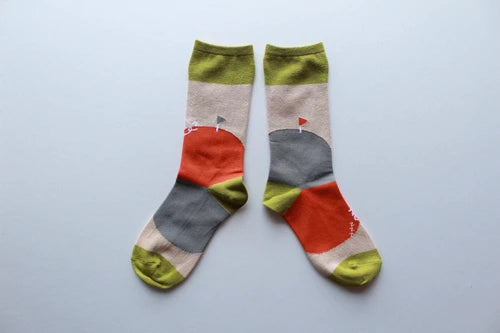 The Tortoise and the Hare story sock in Oatmeal color